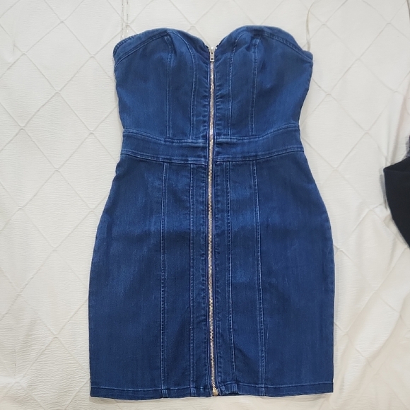 Haute Monde Strapless Blue Denim Dress - Picture 3 of 6